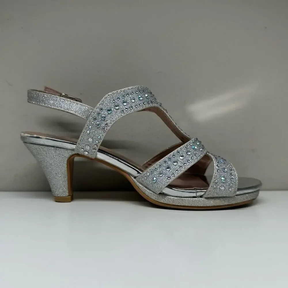 GUC | Link | Metallic Strappy Dress Heels | Silver | Girls Size 3